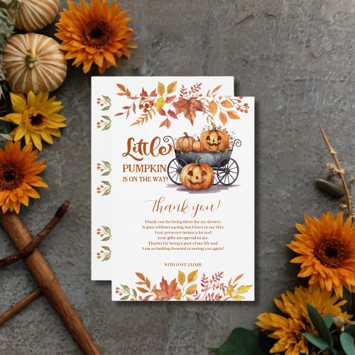 A Little Pumpkin Halloween Fall Baby Shower Thank You Card