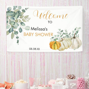 A little pumpkin in on the way fall baby shower banner
