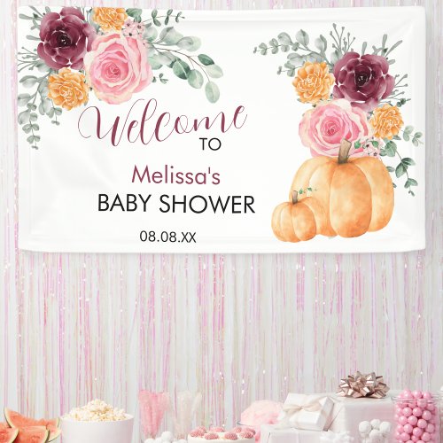A little pumpkin in on the way fall baby shower  banner
