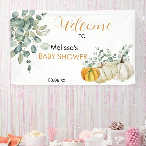 A little pumpkin in on the way fall baby shower  banner