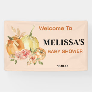 A little pumpkin in on the way fall baby shower banner