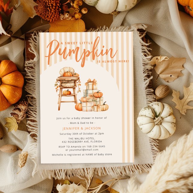 A Little Pumpkin Is Amost Here Baby Shower Invitation (Creator Uploaded)