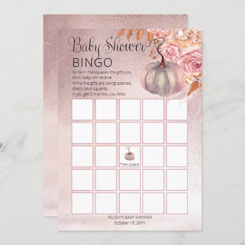 A Little Pumpkin Is Blooming Pink Baby  Bingo Card