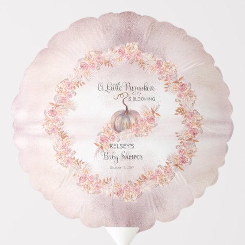 A Little Pumpkin Is Blooming Pink Baby Shower Balloon