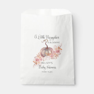 A Little Pumpkin Is Blooming Pink Baby Shower Favor Bag
