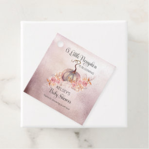 A Little Pumpkin Is Blooming Pink Baby Shower Favor Tags