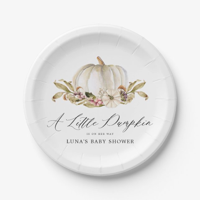 A Little Pumpkin is her way Baby Shower  Paper Plates (Front)