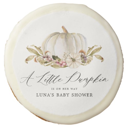 A Little Pumpkin is her way Baby Shower Sugar Cookie