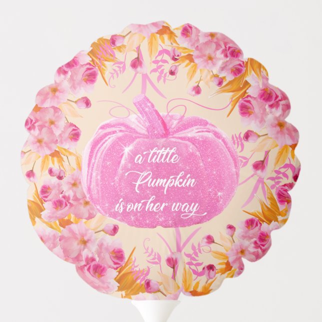 A Little Pumpkin is on Her Way Baby Shower Balloon (Back)
