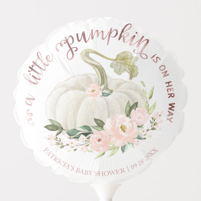 A Little Pumpkin Is On Her Way Baby Shower Balloon (Front)