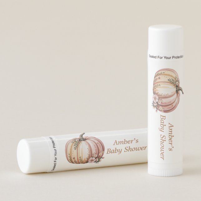 A Little Pumpkin Is On Her Way Baby Shower Lip Balm (Front)
