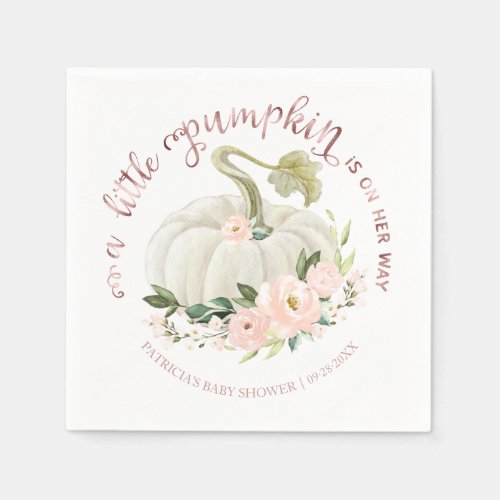  A Little Pumpkin Is On Her Way Baby Shower Napkin