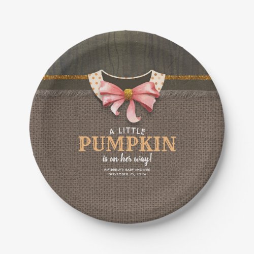 A Little Pumpkin is on her Way Baby Shower Paper Plates