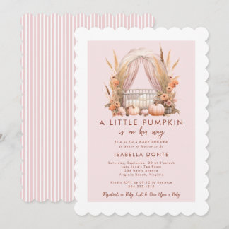 A Little Pumpkin Is on Her Way Girl Baby Shower Invitation
