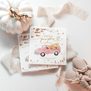 A Little Pumpkin Is On Her Way Pink Truck Napkins