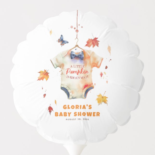 A Little Pumpkin Is On His Way Baby Shower Balloon (Back)