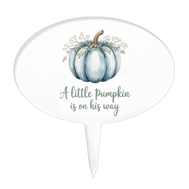 A little pumpkin is on his way Baby Shower Cake Topper (Front)