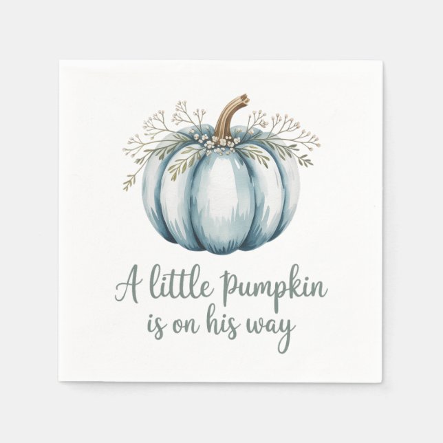 A little pumpkin is on his way Baby Shower Napkins (Front)