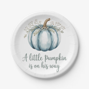 A little pumpkin is on his way Baby Shower Paper Plates