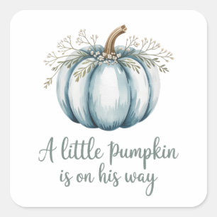 A little pumpkin is on his way Baby Shower Square Sticker
