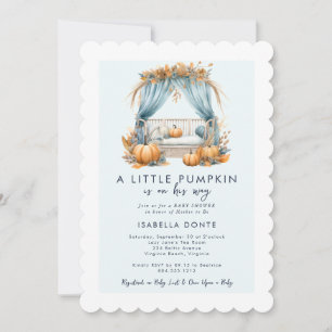 A Little Pumpkin Is on His Way Boy Baby Shower Invitation