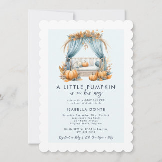 A Little Pumpkin Is on His Way Boy Baby Shower Invitation