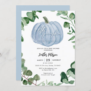 A Little Pumpkin Is On His Way Boy Baby Shower Invitation
