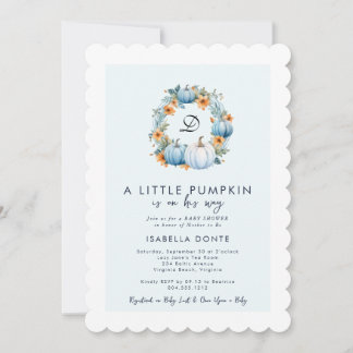 A Little Pumpkin Is on His Way Boy Baby Shower Invitation