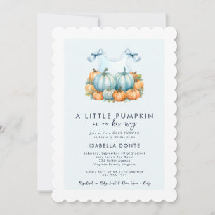 A Little Pumpkin Is on His Way Boy Baby Shower Invitation