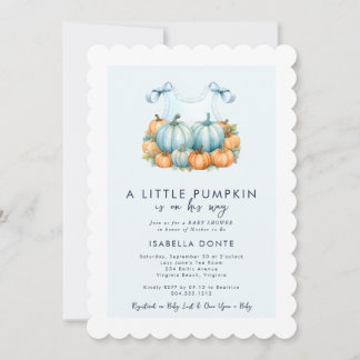 A Little Pumpkin Is on His Way Boy Baby Shower Invitation