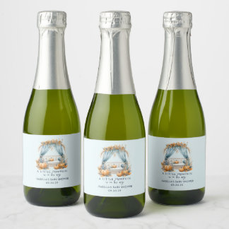 A Little Pumpkin Is On His Way Boy Baby Shower Sparkling Wine Label
