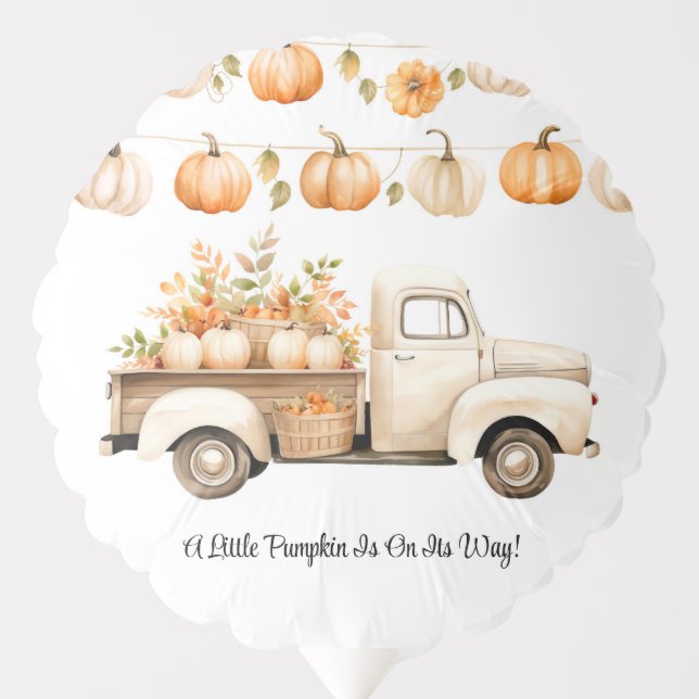 A Little Pumpkin Is On Its Way Baby Shower Balloon (Front)