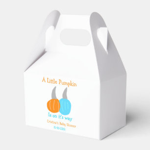 A little pumpkin is on it's way baby shower orange favor boxes