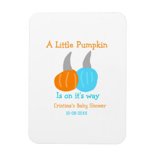 A little pumpkin is on it's way baby shower orange magnet