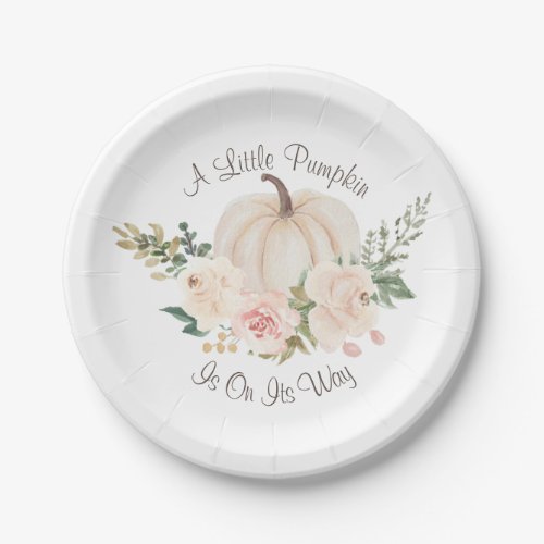 A Little Pumpkin Is On Its Way Baby Shower Paper Plates