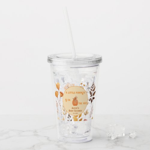 A Little Pumpkin is on the Way Autumn Baby Shower Acrylic Tumbler