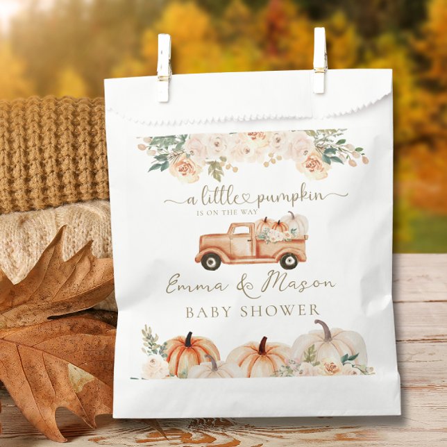A Little Pumpkin Is On The Way Autumn Baby Shower Favor Bag (Creator Uploaded)