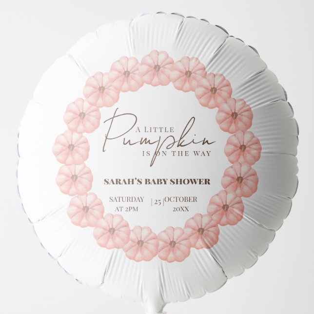 A Little Pumpkin Is On The Way Baby Shower  Balloon (Front)