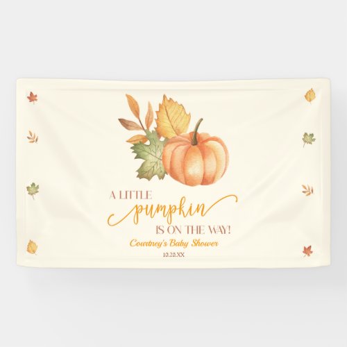 A Little Pumpkin Is On The Way Baby Shower Banner