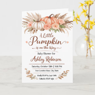 A Little Pumpkin Is on the Way Baby Shower Card 
