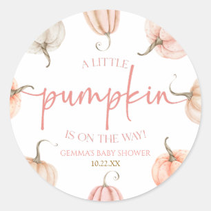 A Little Pumpkin Is On The Way! Baby Shower Classic Round Sticker