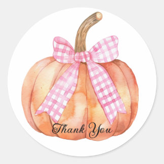 A Little Pumpkin is on the Way Baby Shower Classic Round Sticker
