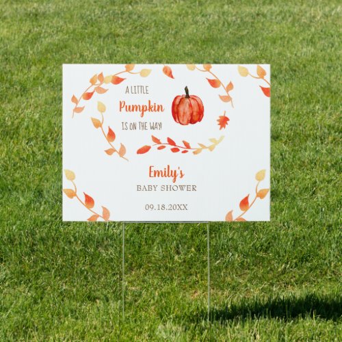 A Little Pumpkin is on the way Baby Shower Fall  Sign