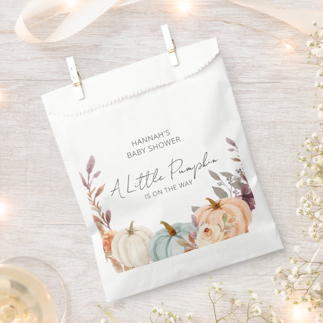 A Little Pumpkin is on the Way Baby Shower Favor Bag (Clipped)