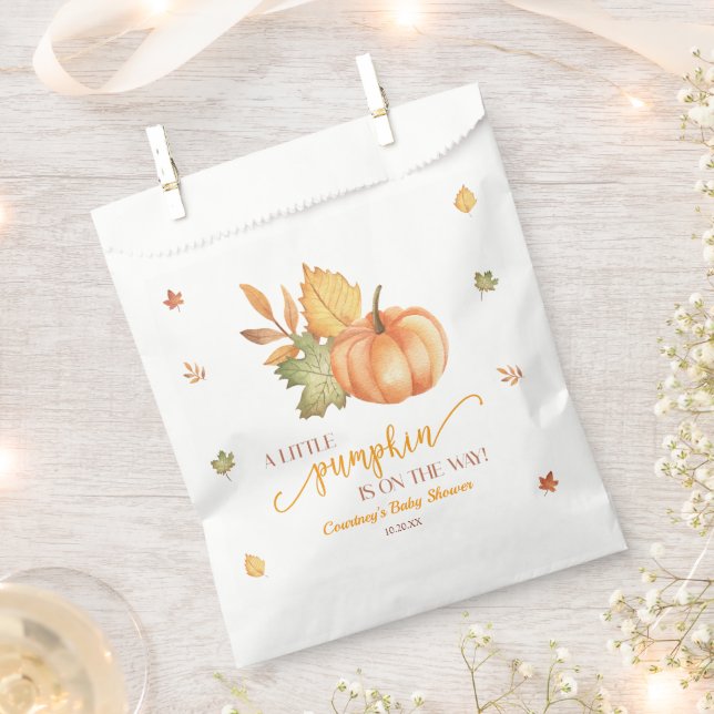 A Little Pumpkin Is On The Way! Baby Shower Favor Bag (Clipped)