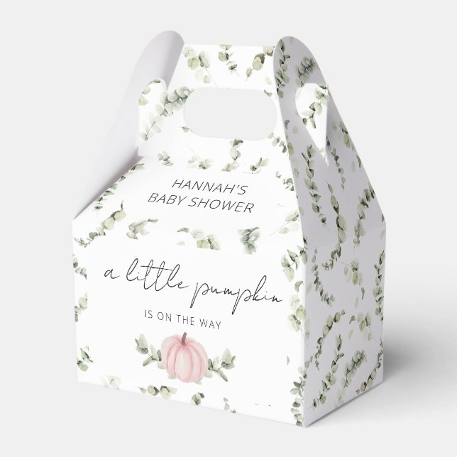 A Little Pumpkin is on the Way Baby Shower Favor Boxes (Back Side)
