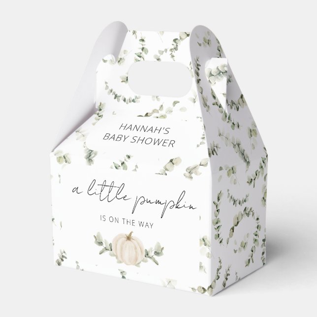 A Little Pumpkin is on the Way Baby Shower Favor Boxes (Front Side)