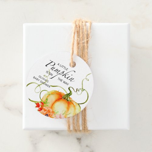 A Little Pumpkin is on the Way Baby Shower  Favor Tags