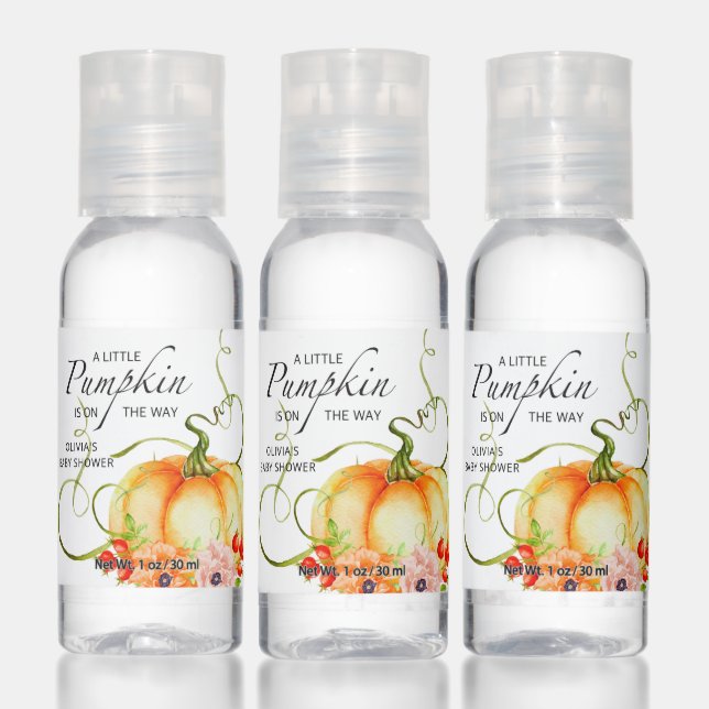 A Little Pumpkin is on the Way Baby Shower Hand Sanitizer (Set)