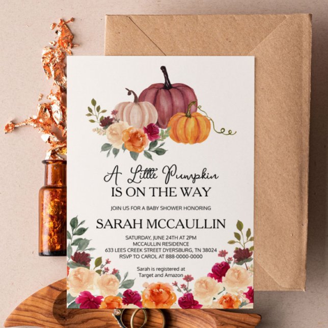 A Little Pumpkin is On The Way Baby Shower Invitat Invitation (Creator Uploaded)
